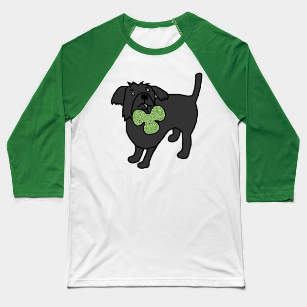 Cute Dog Holding Green Club Baseball T-Shirt by ellenhenryart